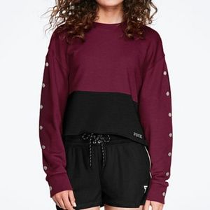 PINK Snap Sleeve Crew *L*